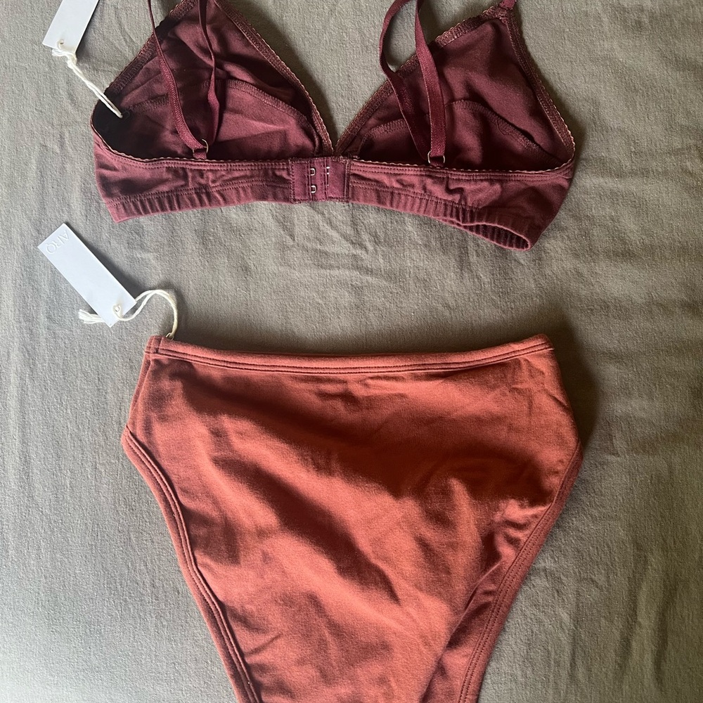 ARQ Burgundy and Rust Bra Set
